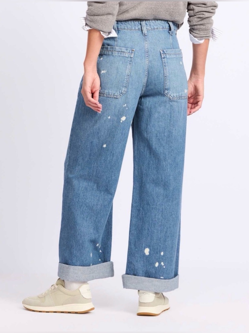 Free People We The Free Palmer Cuffed Wide Leg Jeans in 100 Years Wash 28 - Picture 3 of 15